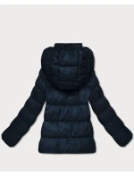 Tmavě modrá dámská prošívaná zimní bunda v délce k bokům (T3-2656#-99)