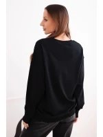 Dámská mikina s okrouhlým výstřihem basic z bavlny černá