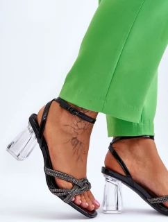 Kožené Sandály Na Průhledné Bar černé Randy