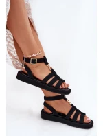 Dámské sandály na platformě se zlatým detailem černé Kartia Dámské sandály na platformě se zlatým detailem černé Kartia