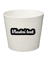 Bílý keramický květináč s vlastním textem s obrysem - velký 