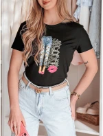 Dámské tričko s potiskem TRENDAY černé FashionStreet RY2824 Dámské tričko s potiskem TRENDAY černé FashionStreet RY2824