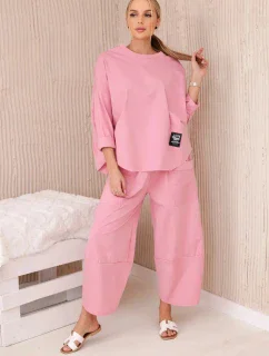 Komplet nových mikinových kalhot Punto pudrově růžová