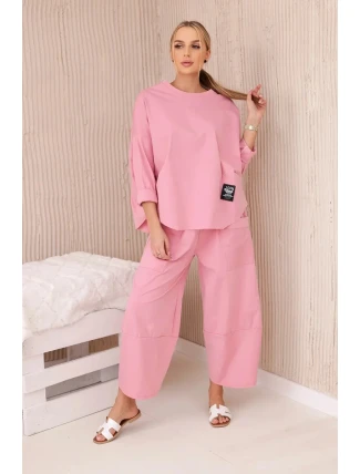 Komplet nových mikinových kalhot Punto pudrově růžová Komplet nových mikinových kalhot Punto pudrově růžová