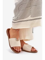 Dámské Pantofle Eko Kůže S Dekorativními Detaily Béžové Mevith