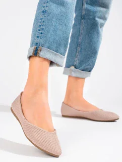 Krásné baleríny růžové dámské bez podpatku