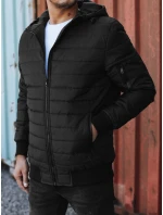 Pánská přechodná prošívaná bunda s kapucí černá FashionStreet TX4937
