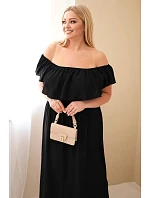 Dámské šaty Plus Size s volánkem a elastickým pasem černá Dámské šaty Plus Size s volánkem a elastickým pasem černá