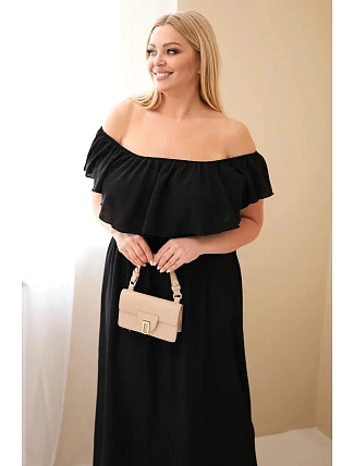 Dámské šaty Plus Size s volánkem a elastickým pasem černá Dámské šaty Plus Size s volánkem a elastickým pasem černá