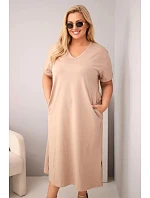 Dámské bavlněné šaty Plus Size s výstřihem do V fango