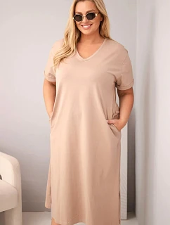 Dámské bavlněné šaty Plus Size s výstřihem do V fango