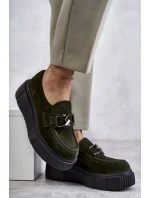 Módní semišové boty na platformě Khaki Marsol Módní semišové boty na platformě Khaki Marsol