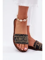 Dámské Pantofle Na Plochém Podpatku Se Zdobením Černé Dorfedi