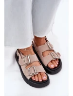 Dámské semišové sandály s přezkami Big Star – světle růžové