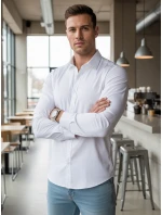 Pánská elegantní hladká bílá košile REGULAR FIT FashionStreet DX2540 Pánská elegantní hladká bílá košile REGULAR FIT FashionStreet DX2540