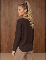 Dámská bavlněná blůza oversize s přívěskem, čokoládová, FashionStreet RY2942 Dámská bavlněná blůza oversize s přívěskem, čokoládová, FashionStreet RY2942