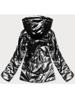 Oboustranná černá dámská bunda s kapucí (B9793-1)