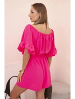 Dámský bavlněný overal bez rukávů s vázáním v pase ecru