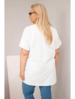 Dámská bavlněná halenka Plus Size s motýlky bílá