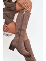 Kozaki před koleno eko semiš na sloupku Vinceza 58332 tmavě béžové Kozaki před koleno eko semiš na sloupku Vinceza 58332 tmavě béžové