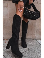 Dámské Kozaki Na Slupe Z Eko Zamszu Černé Prisca