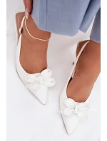 Dámské sandály na podpatku s mašlí bílé Jonera