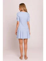 M842 Džínové šaty se záhyby - světle modré