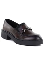 Dámské kožené mokasíny na silné podrážce vínové Vinceza 39985