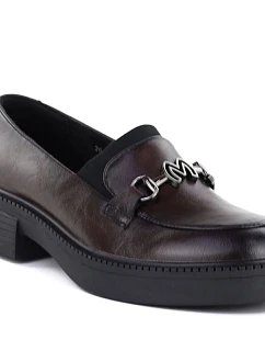 Dámské kožené mokasíny na silné podrážce vínové Vinceza 39985