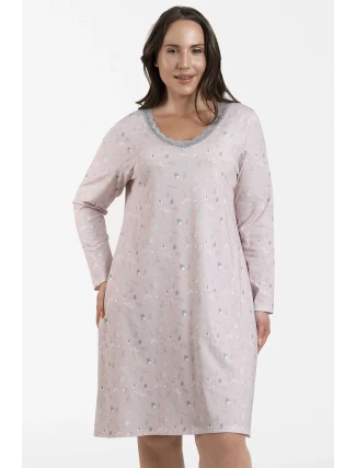 Italská móda Simona long barva:béžová melanž/potisk