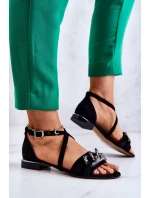 Dámské semišové sandály s řetízkem Laura Messi 2365 Černá Dámské semišové sandály s řetízkem Laura Messi 2365 Černá