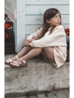 Dětské sandálky zdobené květy s suchým zipem růžové Fagossa