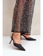 Lodičky S Otevřenou Patou Ozdobené Leskem Černé Berilae Lodičky S Otevřenou Patou Ozdobené Leskem Černé Berilae