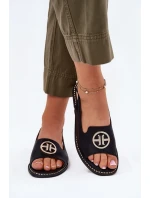 Dámské Sandály Na Plochém Podpatku S Ozdobou S.Barski KV51-002 Černé