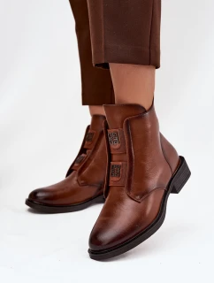 Dámské boty s izolací na nízkém podpatku s ozdobami hnědé Tavressa