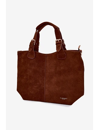 Kožená kabelka z imitace semiše Camel Clarette