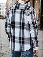 Pánská kostkovaná flanelová košile DX2673 černobílá - FashionStreet