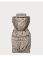 Goodlookin beige (B8600-12) dámská péřová bunda bez rukávů s kapucí