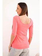 Halenka s kulatým výstřihem neonově růžová