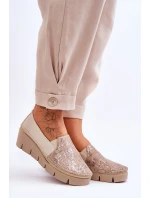 Kožené tenisky na klínku Maciejka 5814A-10 Béžová