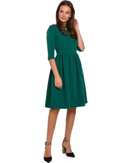 K010 Přiléhavé šaty s nabíraným pasem - zelené