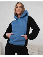 Dámská dvoubarevná tepláková souprava v modré a černé barvě (554)