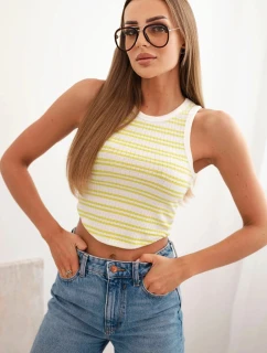 Dámská bavlněná proužkovaná bezrukávová blůza zelená