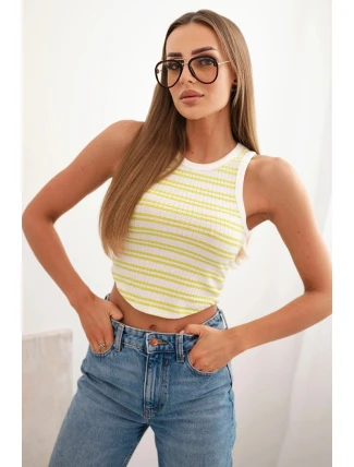 Dámská bavlněná proužkovaná bezrukávová blůza zelená