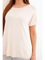 Dámská viskózová oversize halenka s krátkým rukávem a kulatým výstřihem béžová Dámská viskózová oversize halenka s krátkým rukávem a kulatým výstřihem béžová