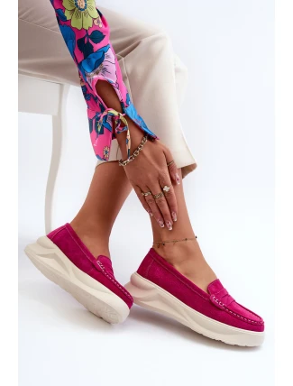 Semišové dámské mokasíny Fuksja Filidia
