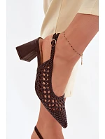 Dámské sandály na podpatku čokoládové Kedira