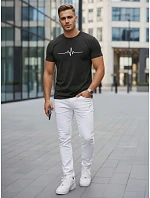Pánské bavlněné tričko s EKG linkou černé FashionStreet NX5098R Pánské bavlněné tričko s EKG linkou černé FashionStreet NX5098R