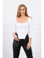 Halenka s žebrovaným výstřihem bílá Halenka s žebrovaným výstřihem bílá