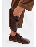 Kožené dámské polobotky Barefoot Zazoo 10189 Čokoládové
